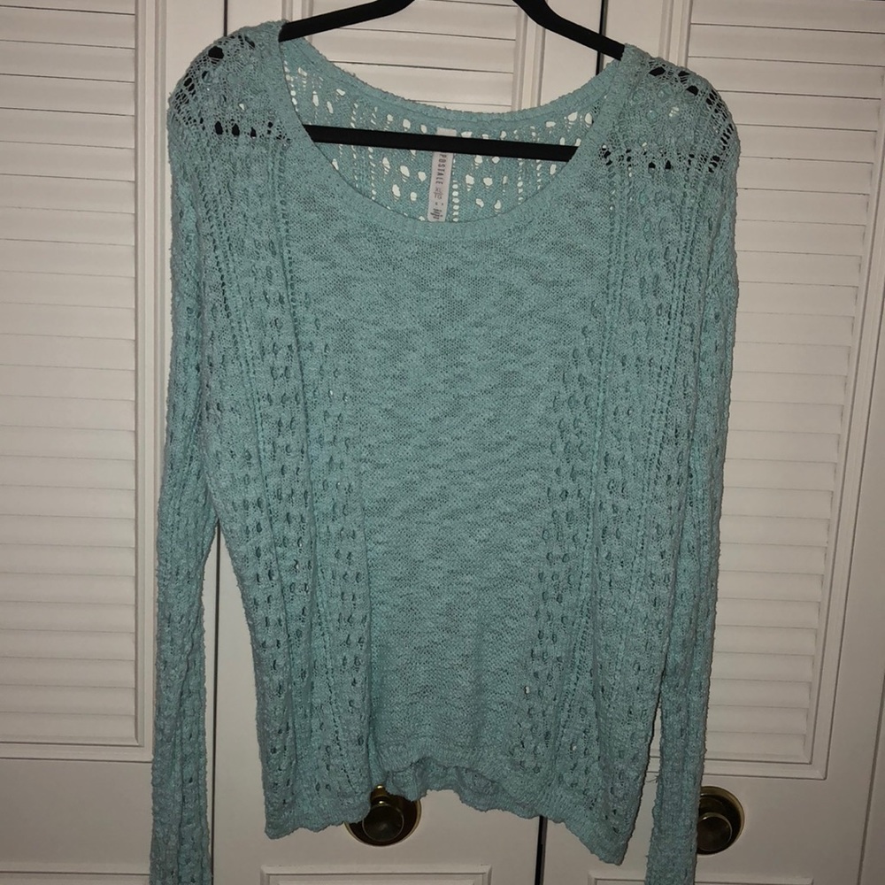 Blue cutout sweater